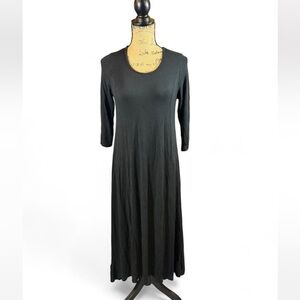 Spirit & Soul Black Flowy Maxi Dress – Free Size